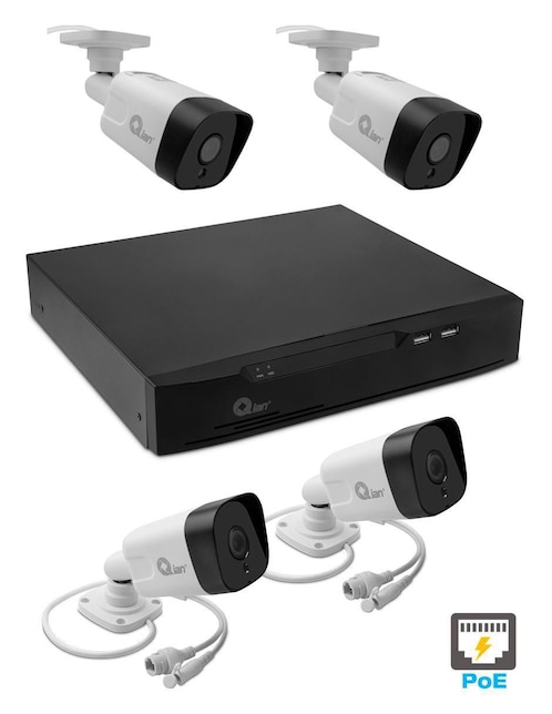 Kit 4 cámaras de seguridad Qian alámbrica Full HD 60° con capacidad de grabar con visión nocturna compatible con IOS Android para interior y exterior