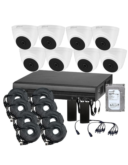 Kit 8 cámaras de seguridad Dahua Technolgy alámbrica 2K 104° con capacidad para grabar visión nocturna para interior y exterior