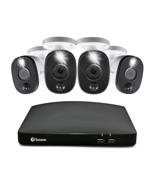 Kit 4 cámaras de seguridad Swann alámbrica Full HD 90° con capacidad para grabar visión nocturna para interior y exterior
