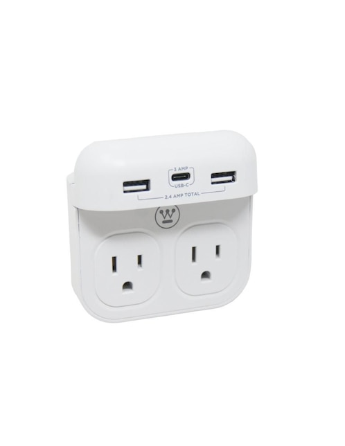 Multicontacto Smart Westinghouse WE96008 de 2 salidas y 2 puertos USB C