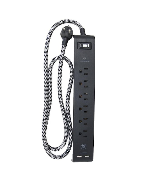 Multicontacto Smart Westinghouse WE96023 de 6 contactos aterrizados y 2 contactos USB para recarga