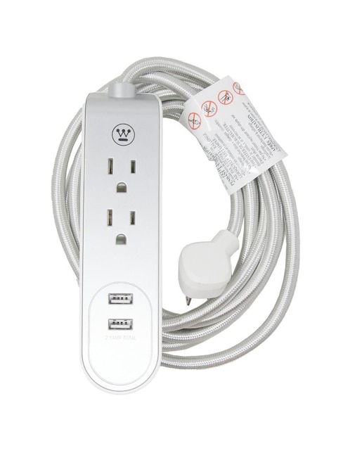 Multicontacto Smart Westinghouse WE96773 de 2 salidas y 2 puertos USB