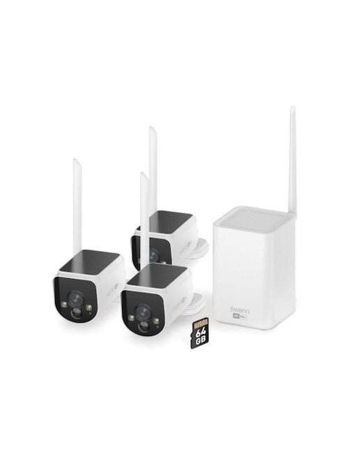 Cámara solar de seguridad Swann inalámbrica 4K/UHD 110° con capacidad para grabar visión nocturna para interior y exterior