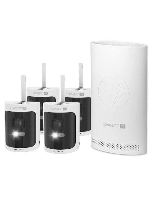 Kit 4 cámaras de seguridad Swann inalámbrica 4K/UHD 110° con capacidad para grabar visión nocturna para interior y exterior
