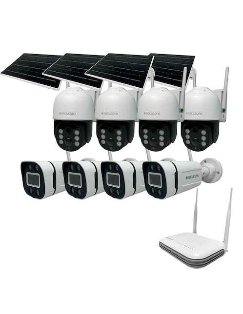 Kit 8 cámaras de seguridad Secucore Inalámbrica 2K 160/170 con capacidad de graba y visión nocturna para interior y exterior