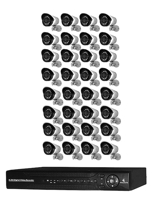 DVR 32 canales de seguridad Secucore Alámbrica Full HD 104° con capacidad de grabar y visión nocturna para interior y exterior