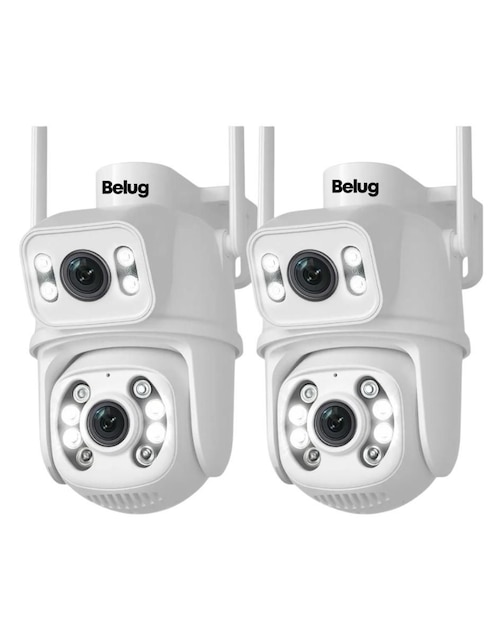 Kit 2 cámaras de seguridad Belug alámbrica full hd 360° con capacidad de grabar vision nocturna para exterior