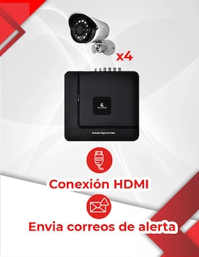 Kit 4 cámaras de seguridad Secucore alámbrica Full HD 90° con capacidad para grabar para interior y exterior