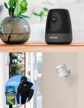 Cámara Wi-Fi de seguridad Binden alámbrica HD 106° con capacidad para grabar para interior
