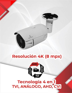 Cámara individual de seguridad Secucore inalámbrica 4K/UHD 90° para interior y exterior