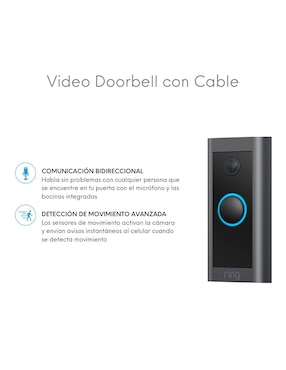 Timbre Inteligente Ring modelo Video Doorbell Wired Wi-Fi con Cable