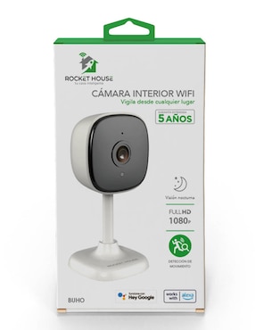 Cámara individual de seguridad Rocket House inalámbrica Full HD 120° a 170° con capacidad para grabar para interior