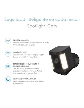Cámara Wi-Fi de seguridad Ring modelo Spotlight Plus Cam inalámbrica HD 110 a 60° con capacidad para grabar para exterior