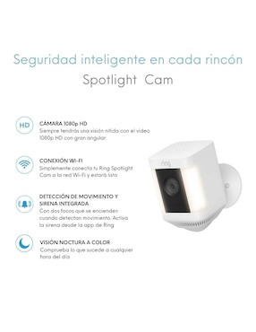 Cámara Wi-Fi de seguridad Ring modelo Spotlight Plus Cam inalámbrica HD 110 a 60° para exterior