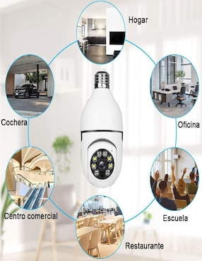 Cámara individual de seguridad Genérica inalámbrica Full HD 360° con capacidad para grabar para interior y exterior