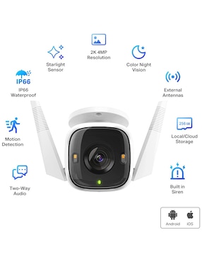 Cámara individual de seguridad Tp Link inalámbrica Full HD con capacidad para grabar para exterior