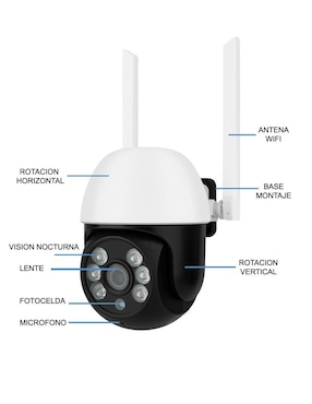 Cámara individual de seguridad Gogo Electronics inalámbrica Full HD 360° con capacidad para grabar para interior y exterior