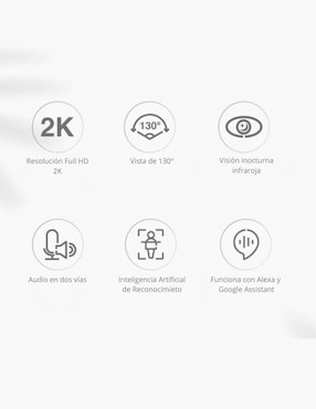 Cámara Wi-Fi de seguridad 360 alámbrica Full HD 120° a 170° con capacidad para grabar para interior y exterior