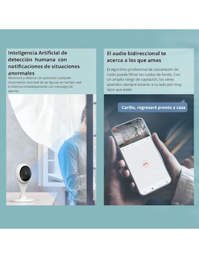 Cámara Wi-Fi de seguridad 360 alámbrica Full HD 120° a 170° con capacidad para grabar para interior y exterior