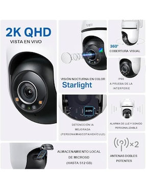 Cámara individual de seguridad Tp-Link inalámbrica Full HD 360° con capacidad para grabar para interior y exterior