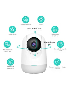 Cámara Wi-Fi de seguridad 360 inalámbrica HD 360° con capacidad para grabar para interior