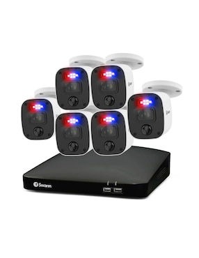 Kit 6 Cámaras De Seguridad Swann Alámbrica Full HD 90° Con Capacidad De Grabar Con Visión Nocturna Compatible Con Google Y Alexa Para Interior Y Exterior