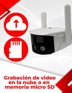 Cámara Wi-Fi de seguridad Secucore inalámbrica QHD 180° con capacidad para grabar para interior y exterior