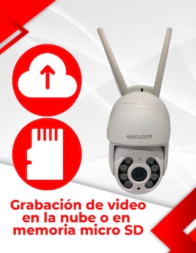 Cámara Wi-Fi de seguridad Secucore inalámbrica QHD 84° con capacidad para grabar para interior y exterior