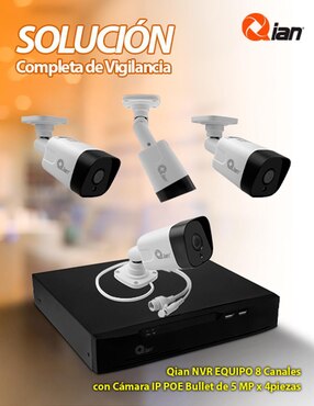 Kit 4 cámaras de seguridad Qian alámbrica Full HD 60° con capacidad para grabar visión nocturna para interior y exterior