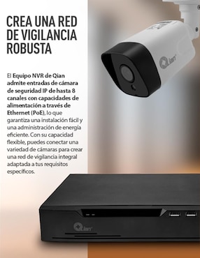Kit 4 cámaras de seguridad Qian alámbrica Full HD 60° con capacidad para grabar visión nocturna para interior y exterior