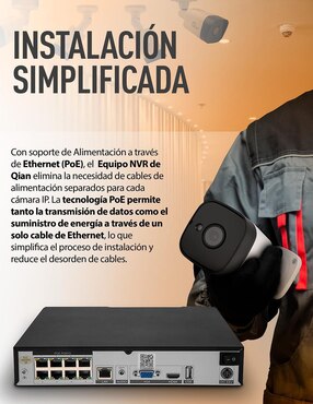 Kit 4 cámaras de seguridad Qian alámbrica Full HD 60° con capacidad para grabar visión nocturna para interior y exterior