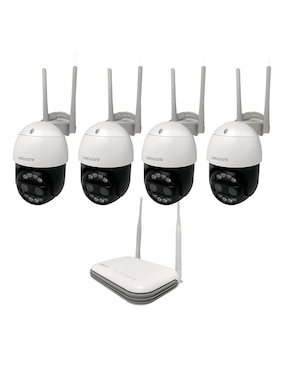 Kit 4 Cámaras De Seguridad Secucore Inalámbrica 2K 360° Con Capacidad De Grabar Con Visión Nocturna Compatible Con Onvif Para Interior Y Exterior