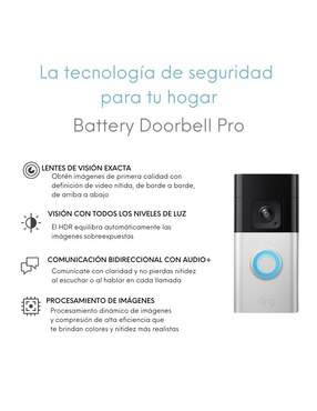 Cámara con timbre de seguridad Ring modelo Battery Doorbell Pro inalámbrica HD 150° a 60° con capacidad para grabar visión nocturna para exterior
