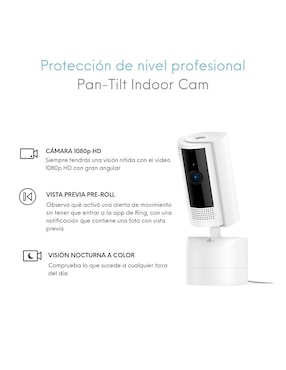 Cámara individual de seguridad Ring modelo Pant Tilt Indoor Cam alámbrica HD 360° con capacidad para grabar visión nocturna para interior