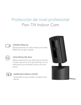 Cámara individual de seguridad Ring modelo Pant Tilt Indoor Cam alámbrica HD 360° con capacidad para grabar visión nocturna para interior