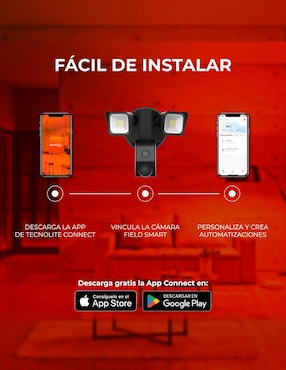 Cámara Wi-Fi de seguridad Tecnolite Connect inalámbrica Full HD 120° con capacidad para grabar visión nocturna para interior y exterior