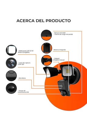 Cámara Wi-Fi de seguridad Tecnolite Connect inalámbrica Full HD 120° con capacidad para grabar visión nocturna para interior y exterior