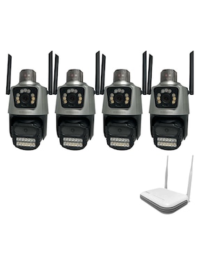 Kit 4 cámaras de seguridad Secucore inalámbrica 2K 350° con capacidad para grabar visión nocturna para interior y exterior