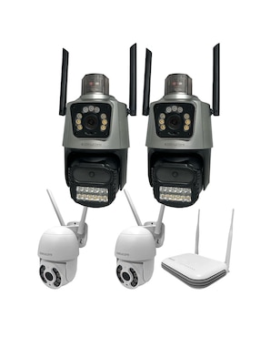 Kit 4 cámaras de seguridad Secucore inalámbrica 2K 350° con capacidad para grabar visión nocturna para interior y exterior