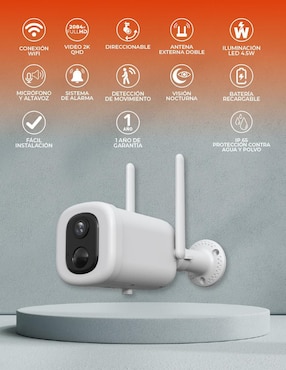 Cámara Wi-Fi de seguridad Tecnolite Connect inalámbrica 2K 120° con capacidad para grabar visión nocturna para interior y exterior