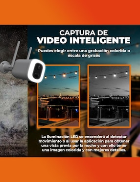Cámara Wi-Fi de seguridad Tecnolite Connect inalámbrica 2K 120° con capacidad para grabar visión nocturna para interior y exterior