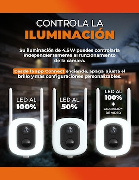 Cámara Wi-Fi de seguridad Tecnolite Connect inalámbrica 2K 120° con capacidad para grabar visión nocturna para interior y exterior