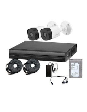 Kit 2 Cámaras De Seguridad Dahua Technolgy Alámbrica Full HD 92° Capacidad De Grabar Y Visión Nocturna Compatible Con Dahua Para Interior Y Exterior