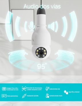 Cámara Wi-Fi de seguridad Heuman Brand inalámbrica HD 30° a 90° con capacidad para grabar visión nocturna para interior