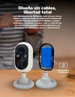 Cámara Wi-Fi de seguridad Qian inalámbrica 2K 120° a 170° con capacidad para grabar visión nocturna para interior y exterior