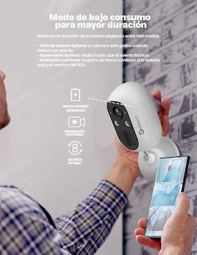 Cámara Wi-Fi de seguridad Qian inalámbrica 2K 120° a 170° con capacidad para grabar visión nocturna para interior y exterior