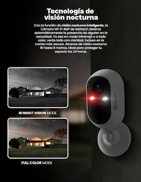 Cámara Wi-Fi de seguridad Qian inalámbrica 2K 120° a 170° con capacidad para grabar visión nocturna para interior y exterior