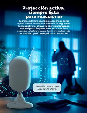 Cámara Wi-Fi de seguridad Qian inalámbrica 2K 120° a 170° con capacidad para grabar visión nocturna para interior y exterior