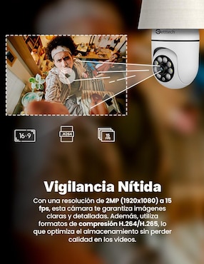 Cámara Wi-Fi de seguridad Qian inalámbrica Full HD 350° con capacidad para grabar visión nocturna para interior y exterior