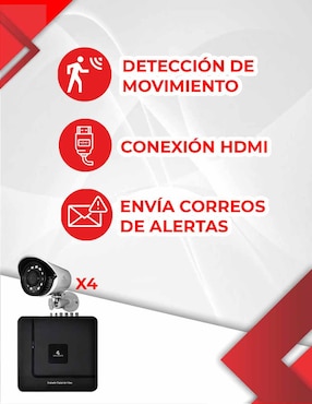 Kit 4 cámaras de seguridad Secucore alámbrica Full HD con capacidad para grabar visión nocturna para interior